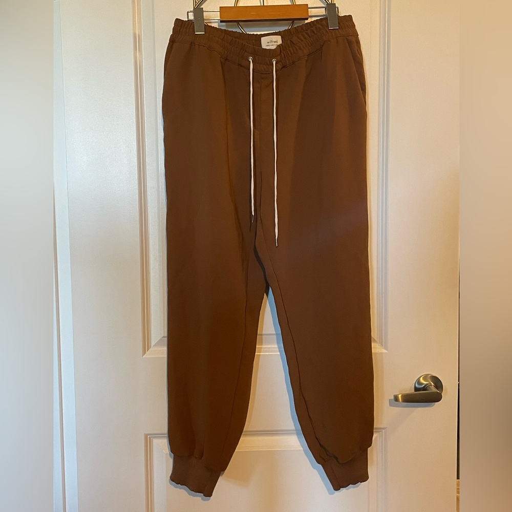 Aritzia Wilfred Brown Drawstring Dress Pants